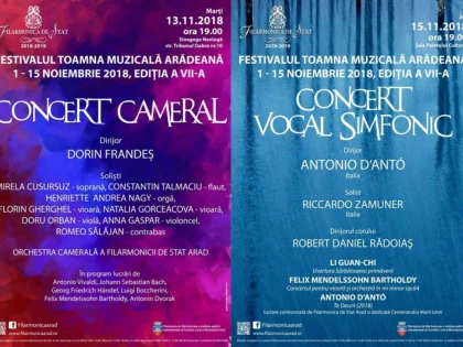 Concertele Filarmonicii arădene, în această săptămână