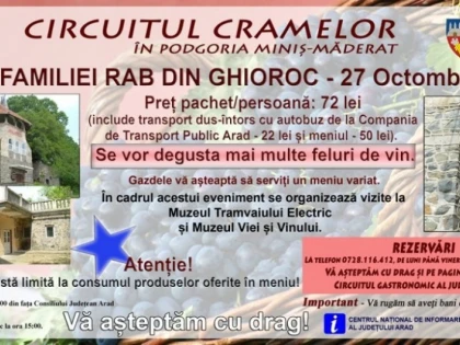 Consiliul Județean Arad invită turiștii la „Circuitul Cramelor”