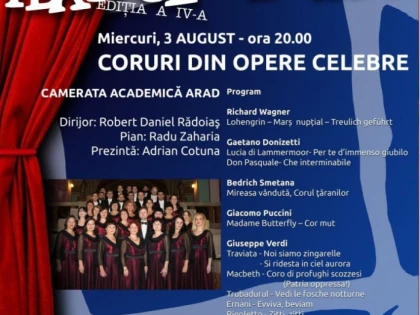 CORURI CELEBRE DIN OPERE, LA TEATRUL DE VARĂ ARAD