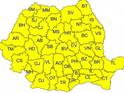 Două avertizări Cod Galben și o avertizare Cod Portocaliu, valabile în următoarele zile