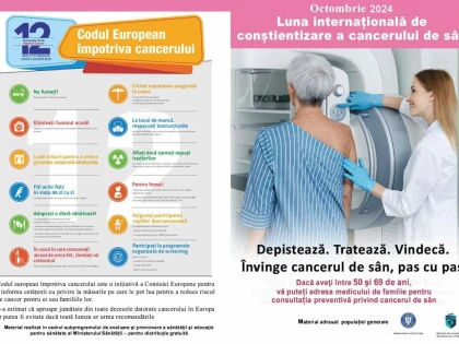 DSP Arad derulează campania - Luna de conştientizare cu privire la cancerul de sân