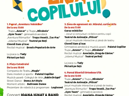 „Festivalul Copilăriei” aduce spectacole și concerte în patru zone din Arad, de 1 Iunie