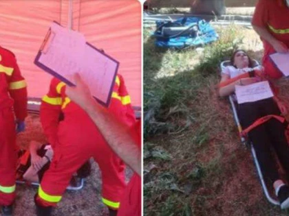 (FOTO) Accident urmat de incendiu, în Gara CFR Curtici. Amplu exercițiu în teren al ISU Arad
