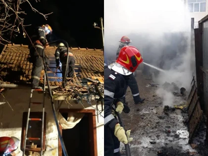 (FOTO) Noapte grea pentru pompierii arădeni. Incendii la Ineu și Răpsig