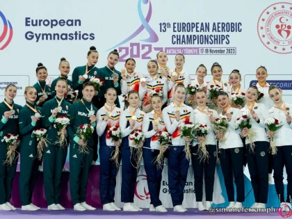 Gimnaștii arădeni au semnat șapte din cele opt medalii tricolore la Europenele de aerobic: Melissa Fărcuța, de patru ori campioană! (FOTO)