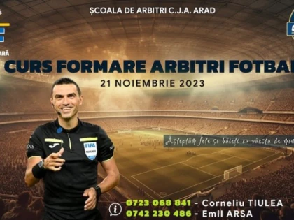 În luna noiembrie începe în Arad un nou curs de formare a arbitrilor de fotbal