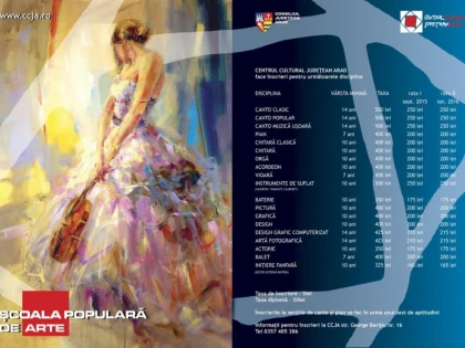 ÎNSCRIERI LA CURSURILE ȘCOLII POPULARE DE ARTE ARAD. VEZI OFERTA ȘI PREȚURILE