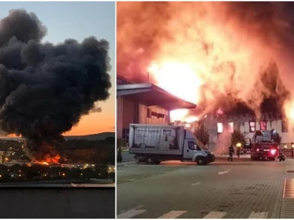 Întregul oraș Cluj este sub fum. Un incendiu puternic a izbucnit într-un parc industrial