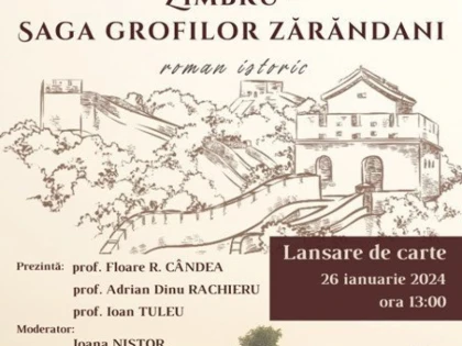 Lansare de carte, la Bibliotecă: „Zimbru – Saga grofilor zărăndani”