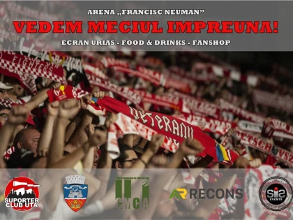 Meciul UTA - Rapid se va putea vedea pe un ecran uriaș, în fața Arenei „Francisc Neuman”!