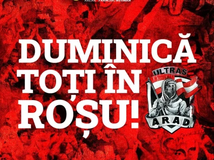 Mesajul UTA-ei pentru meciul cu FCSB, preluat din peluza arădeană: "Duminică, toţi în roşu!"