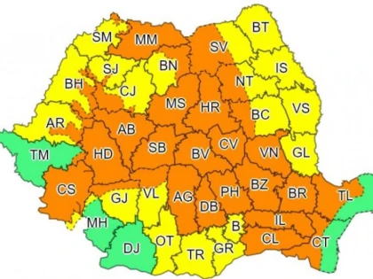 Meteorologii anunță un nou Cod portocaliu de ploi în aproape toată țara