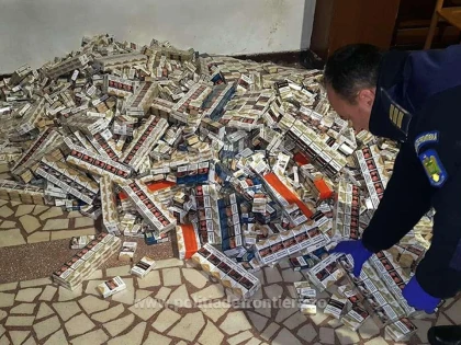 Mii de pachete de țigări de contrabandă, descoperite ascunse într-o autoutilitară la P.T.F. Nădlac II