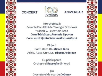Nu uita că ești român! Concert aniversar în An Centenar, la Sala Palatului Cultural din Arad