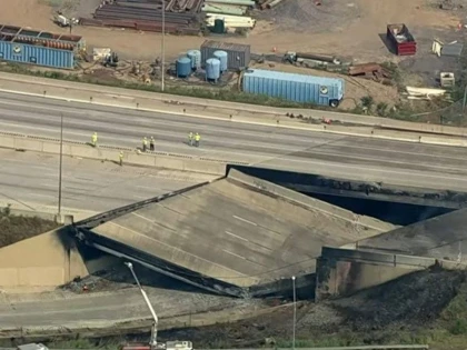 O bucată de autostradă s-a prăbușit în Philadelphia, după ce o cisternă a luat foc
