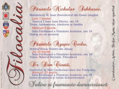 O NOUA EDITIE „FILOCALIA“ INCEPE IN ACEASTA SAPTAMANA, LA ARAD
