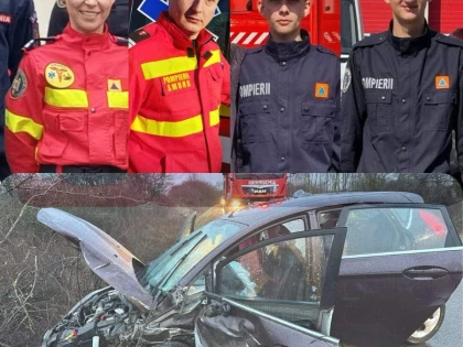 Patru pompieri arădeni, aflați în drum spre serviciu, au intervenit la un accident rutier