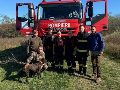 Pompierii din Ineu au salvat un câine căzut într-o fântână adâncă de 17 metri