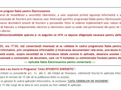 Programul rabla pentru electrocasnice începe cu o amânare