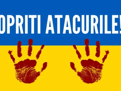 Protest împotriva lui Putin și a războiului din Ucraina, în Piața Avram Iancu