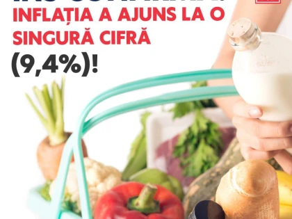 PSD Arad: INS confirmă oficial că inflația a coborât la o singură cifră, 9,4%!