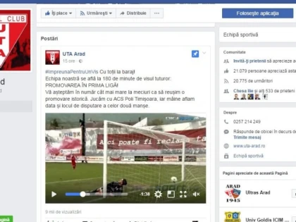 Război între fani! Meciul UTA-Poli a început pe Facebook