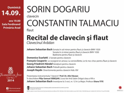 RECITAL EXTRAORDINAR IN SALA FERDINAND A PRIMARIEI ARAD