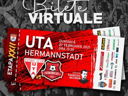 S-au pus în vânzare bilete virtuale la meciul UTA - FC Hermannstadt