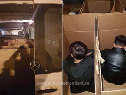 Şapte cetăţeni din Vietnam şi Bangladesh, ascunși în cutii de carton, au încercat să iasă ilegal prin vama Nădlac