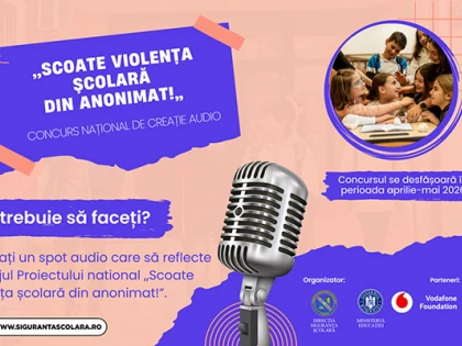 „Scoate violența școlară din anonimat!”: elevii din gimnaziu, invitați la un concurs național de creație