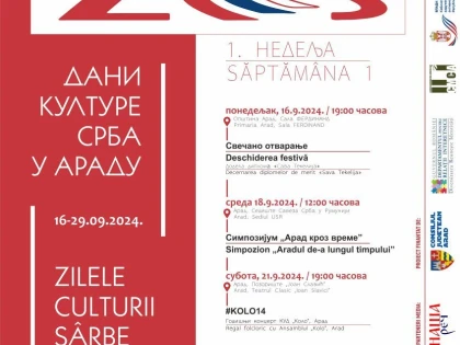 Se apropie Zilele Culturii Sârbe la Arad, eveniment ajuns la ediția a XXIV-a
