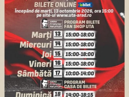 Se pun în vânzare biletele pentru UTA – CFR Cluj. Prețuri și programul caselor