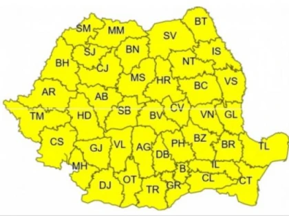 Toată țara este sub Cod galben de vijelii, ploi torențiale și grindină