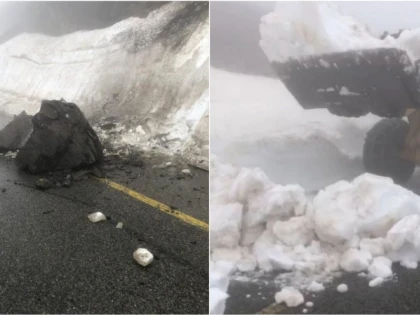 Transalpina rămâne închisă! Bucăți de stânci, prăbușite pe șosea