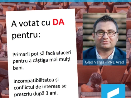 USR Arad: PNL face blat cu PSD pentru primarii care au probleme cu legea