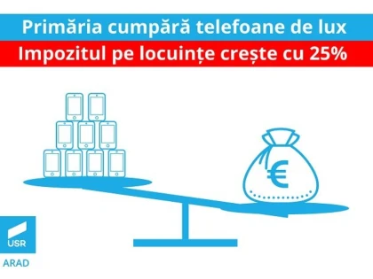 USR Arad: ”Primăria crește taxele pentru că vorbește la telefoane de lux”