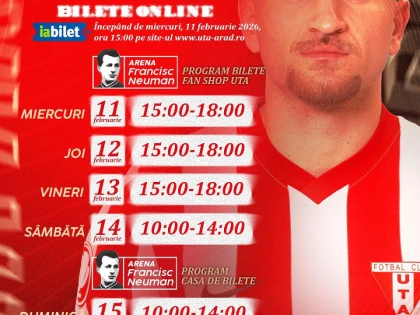 UTA a pus în vânzare biletele pentru meciul cu FC Botoșani