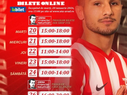 UTA pune în vânzare biletele pentru meciul cu Rapid București