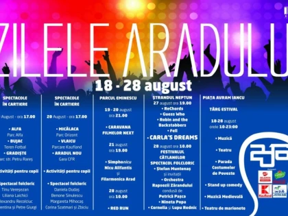 ZILELE ARADULUI ÎNCEP SĂPTĂMÂNA VIITOARE. VEZI PROGRAMUL COMPLET